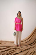 Pink Bandhni One Shoulder Top