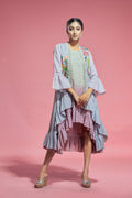Lilac-Mauve Linen High-Low Tunic With Jacket