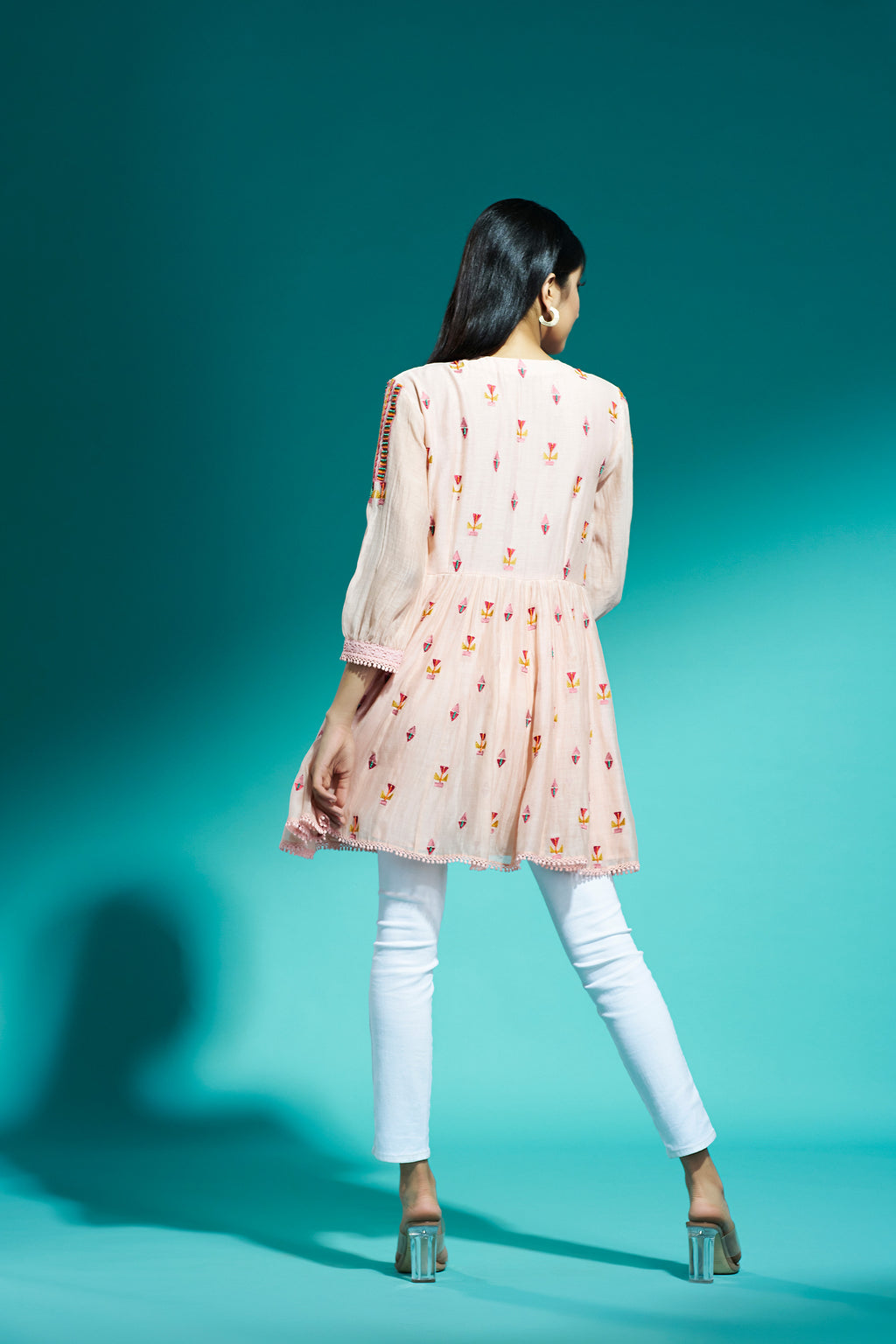 Light Peach Peplum Top Aditi Somani India