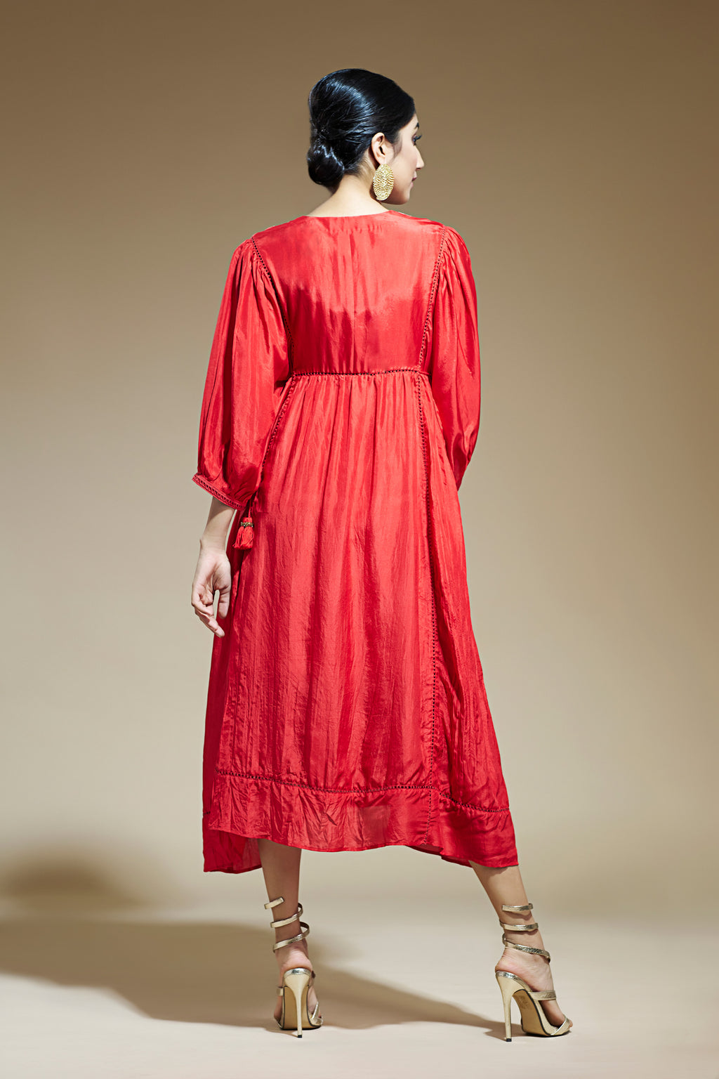 Fiery Red Silk Tunic Dress Aditi Somani India