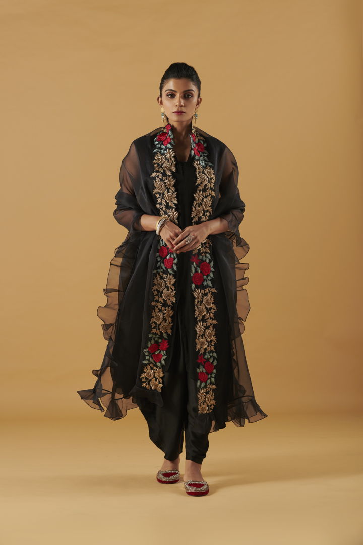 Top With Ruffled Dupatta & Dhoti Aditi Somani India