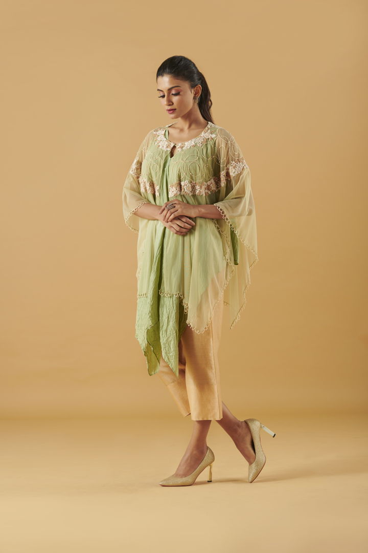 Handkerchief Crushed Top With Cropped Pants