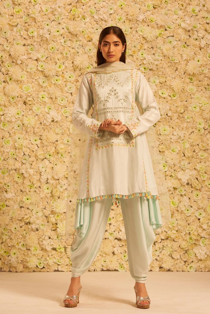 Kurta With Dhoti and Net Dupatta