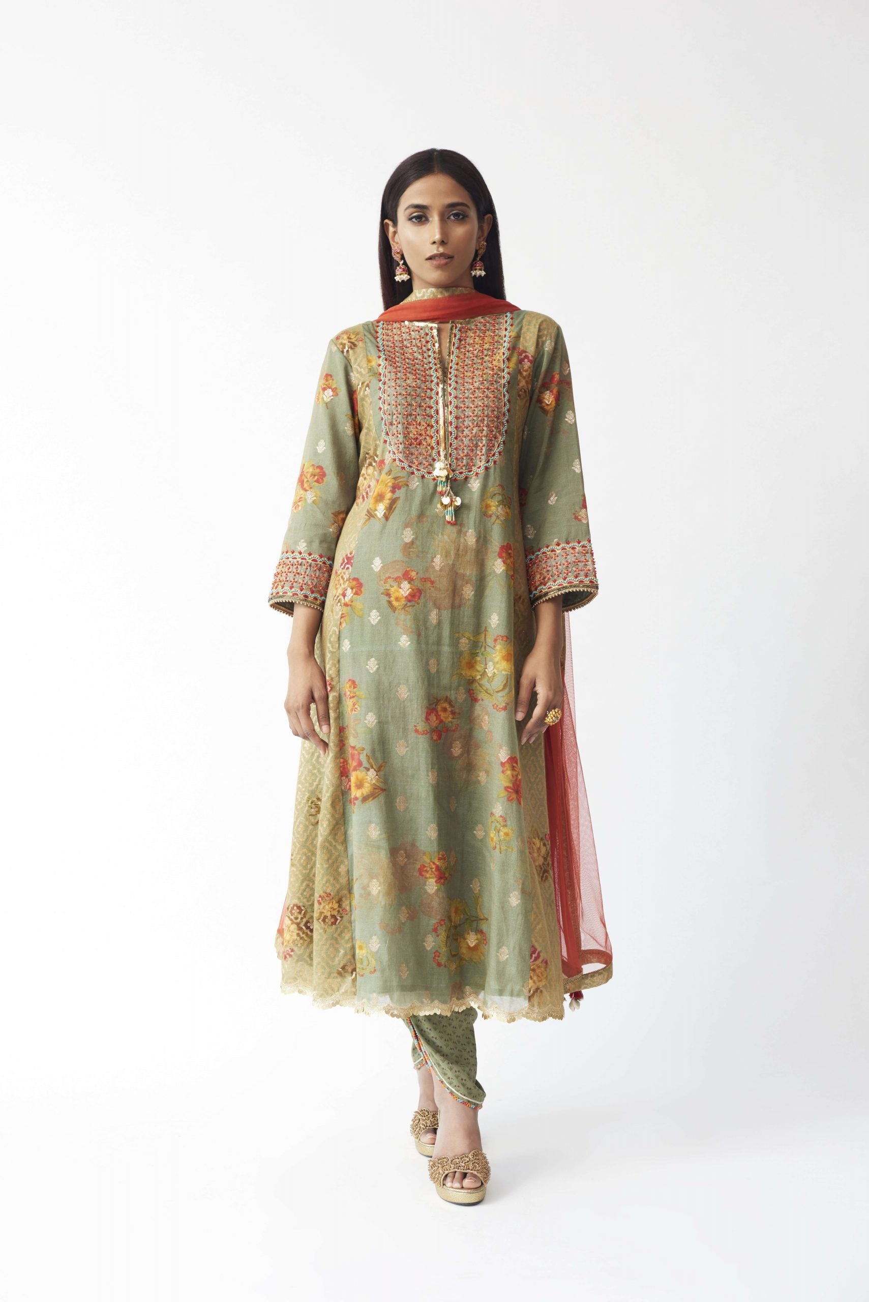 Printed Kurti With Dhoti And Dupatta Aditi Somani India