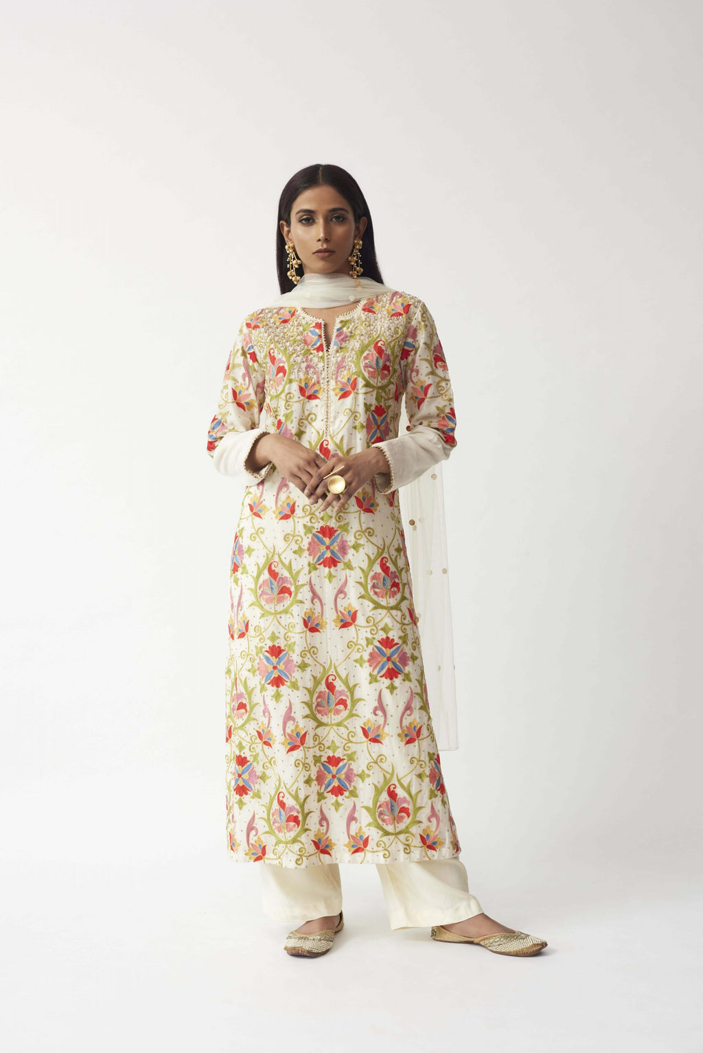 Embroidered Kurta With Palazzo Aditi Somani India