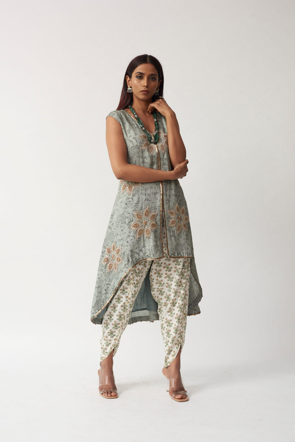 Printed High-Low Kurti With Dhoti Aditi Somani India