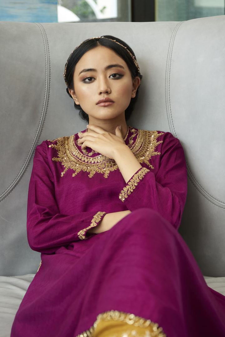 Embroidered Kurta With Palazzo Aditi Somani India