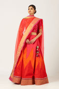 Red Ghaghra With Ornate Blouse & Dupatta
