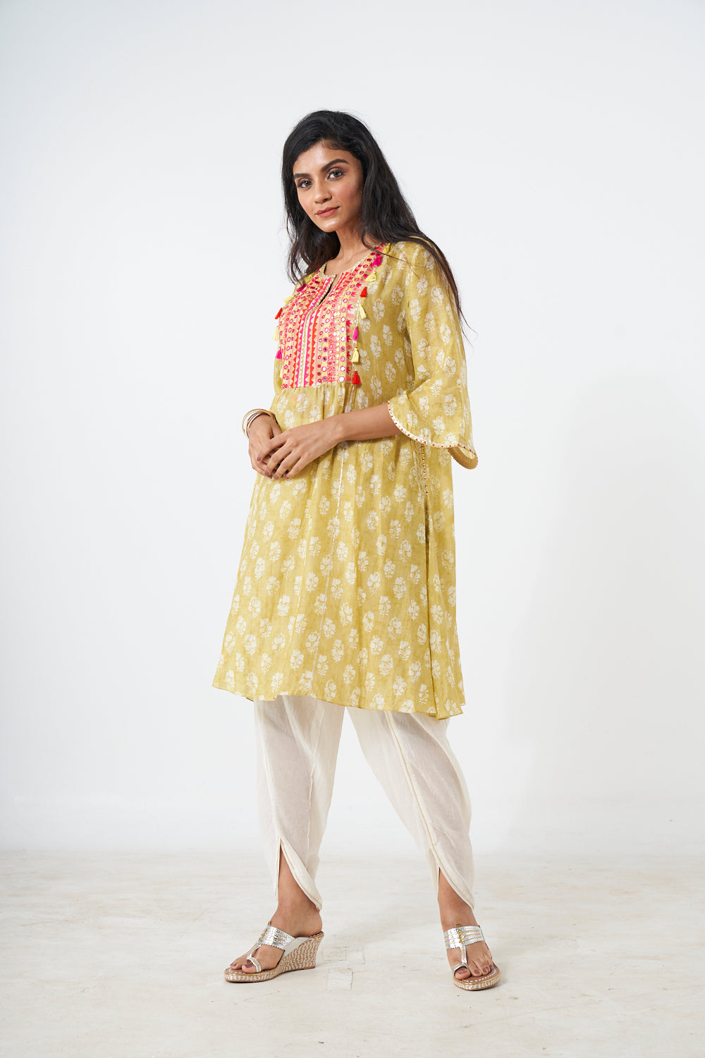 Printed Short Kurti With Dhoti Aditi Somani India