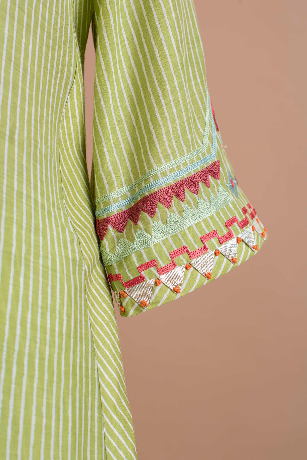 Green Striped Tunic With Pant