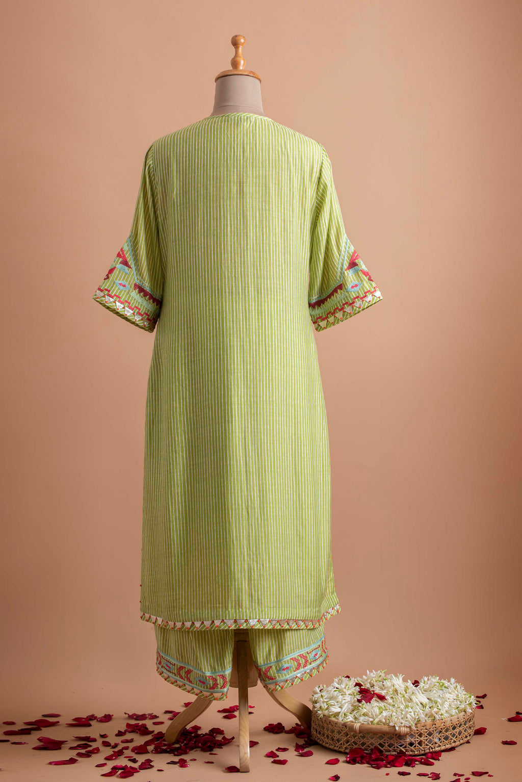 Green Striped Tunic With Pant