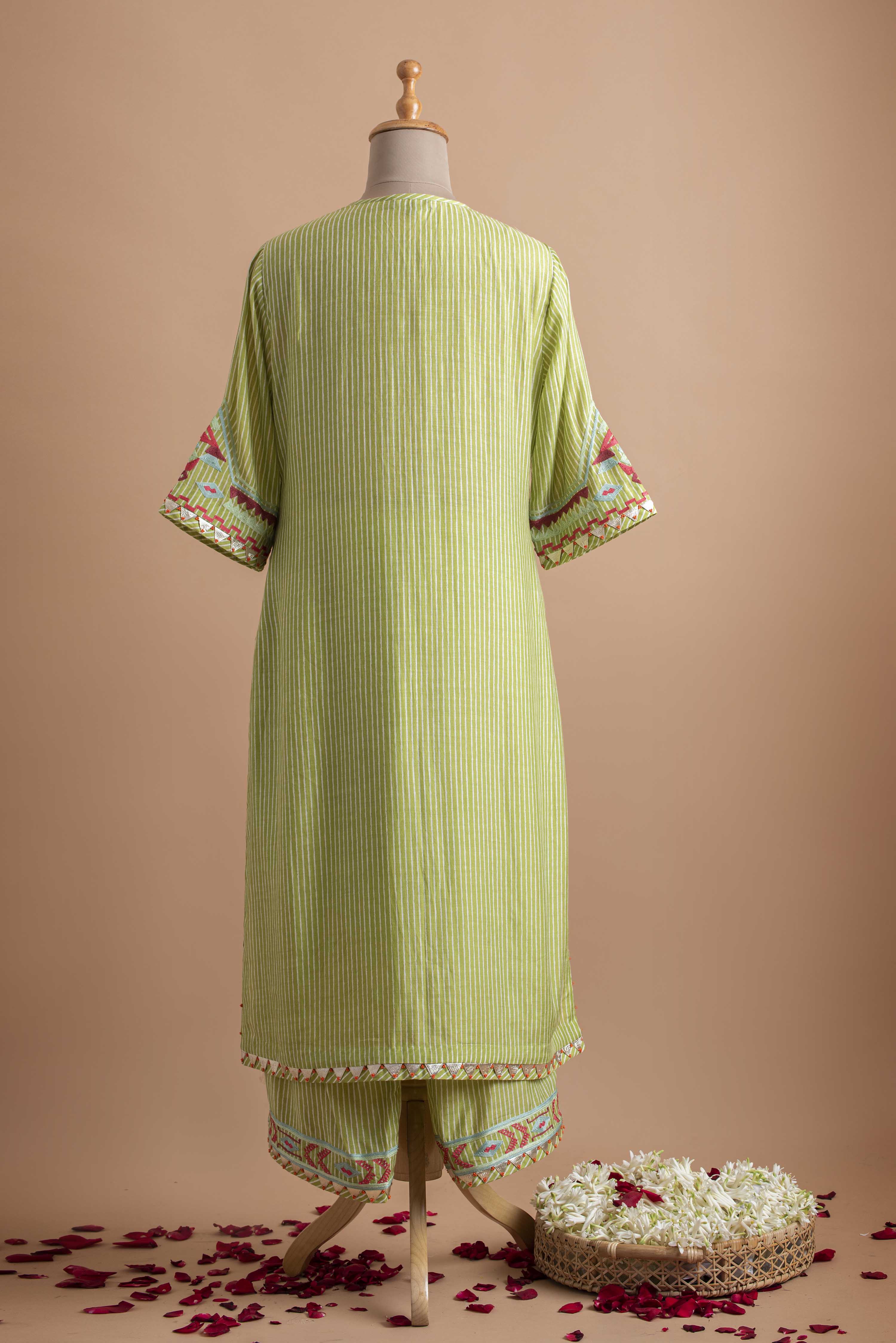 Green Striped Tunic With Pant