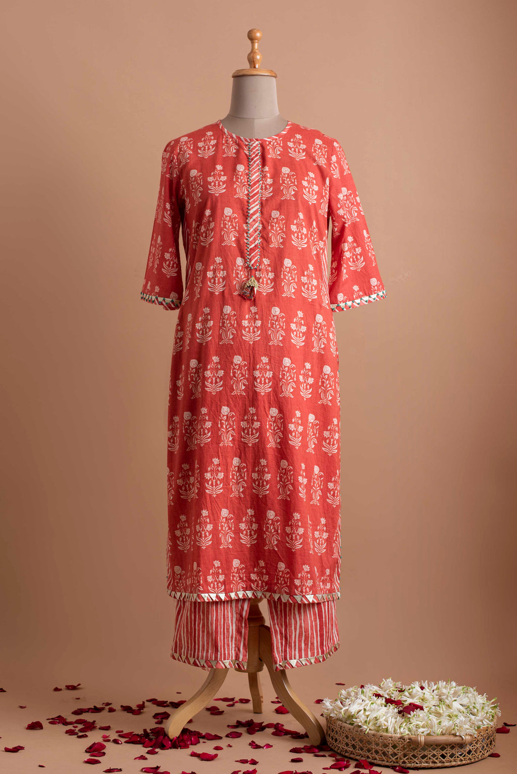 Red Printed Tunic With Pant Aditi Somani India