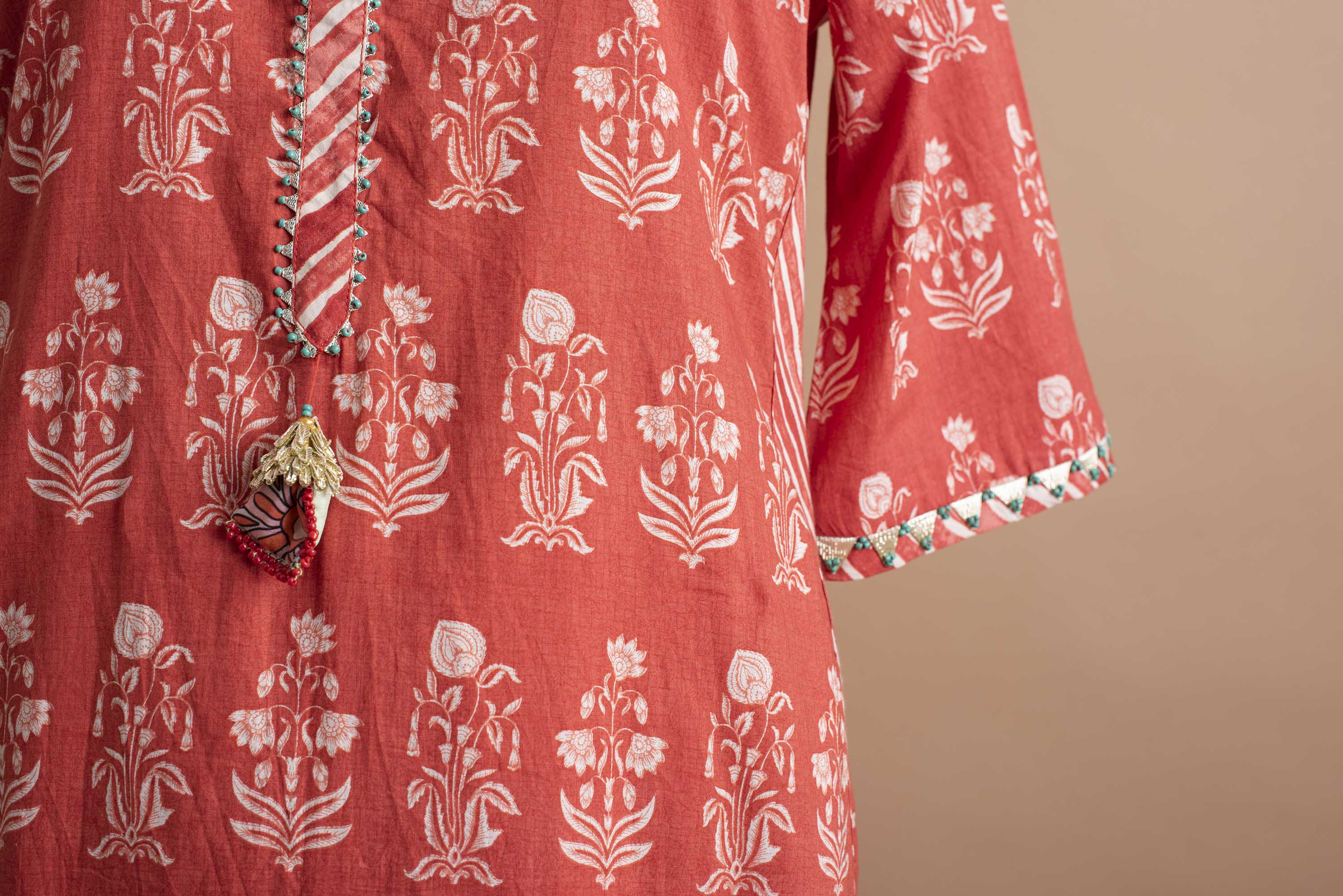 Red Printed Tunic With Pant Aditi Somani India