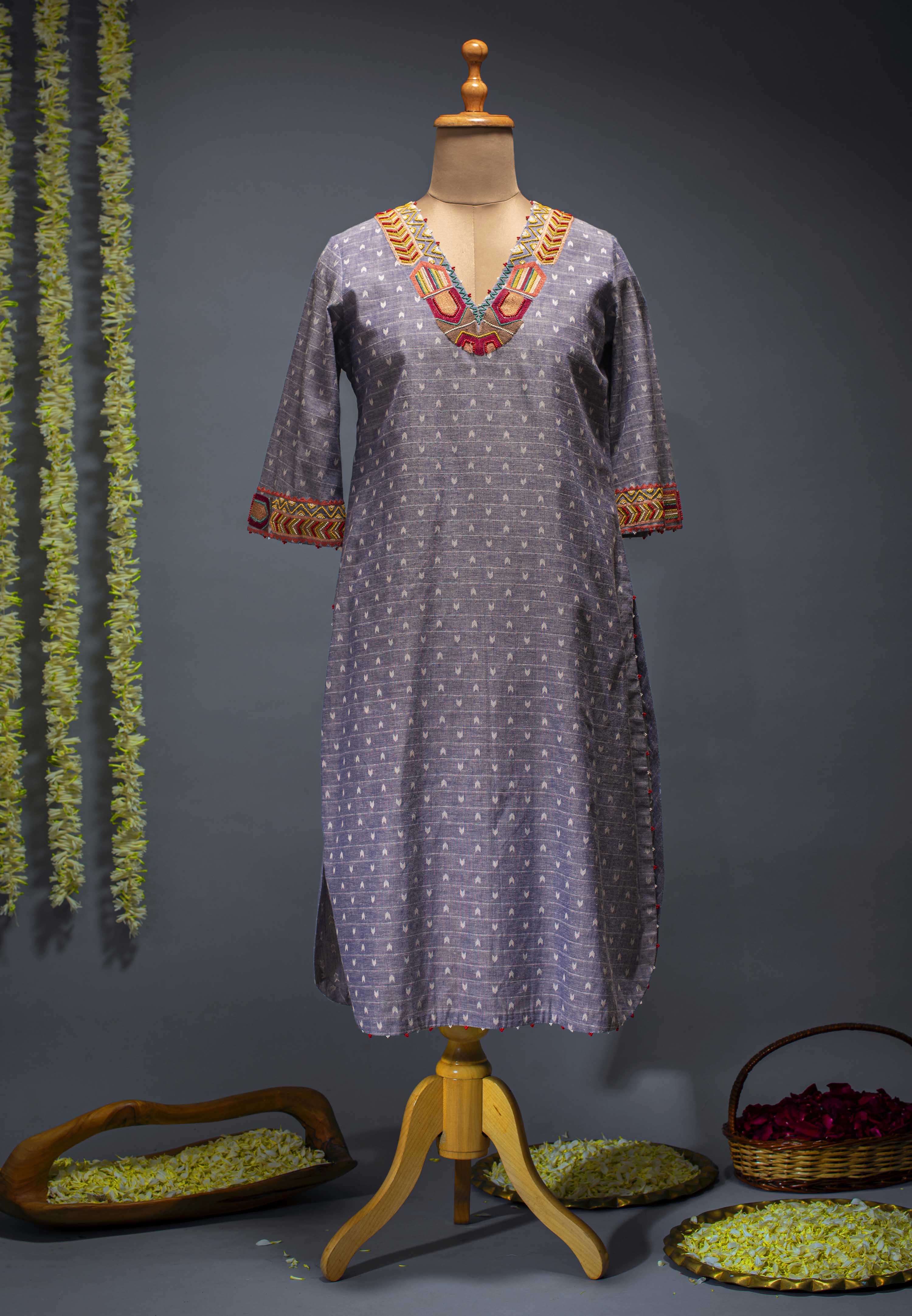 Blue Jamdani Tunic