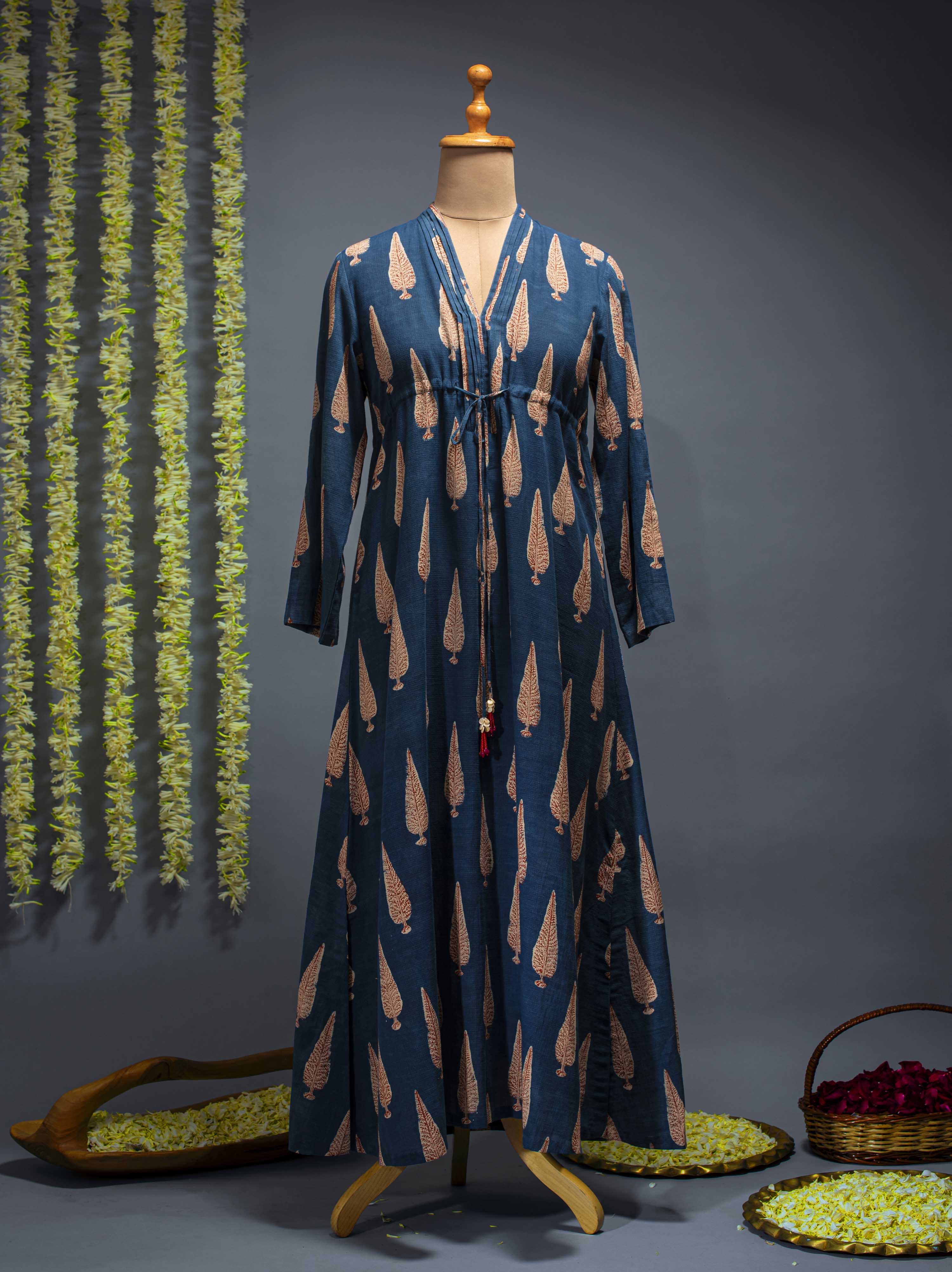 Blue Printed Tunic Dress Aditi Somani India