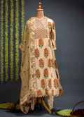 Off-White Printed Kurta With Dhoti & Dupatta