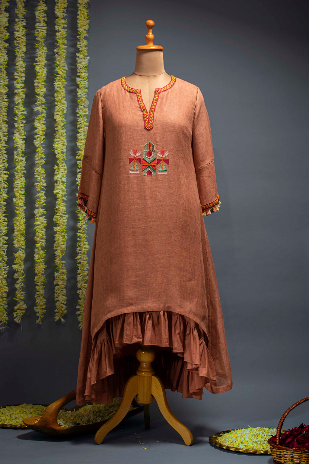 Onion Pink Double Layered Tunic Dress