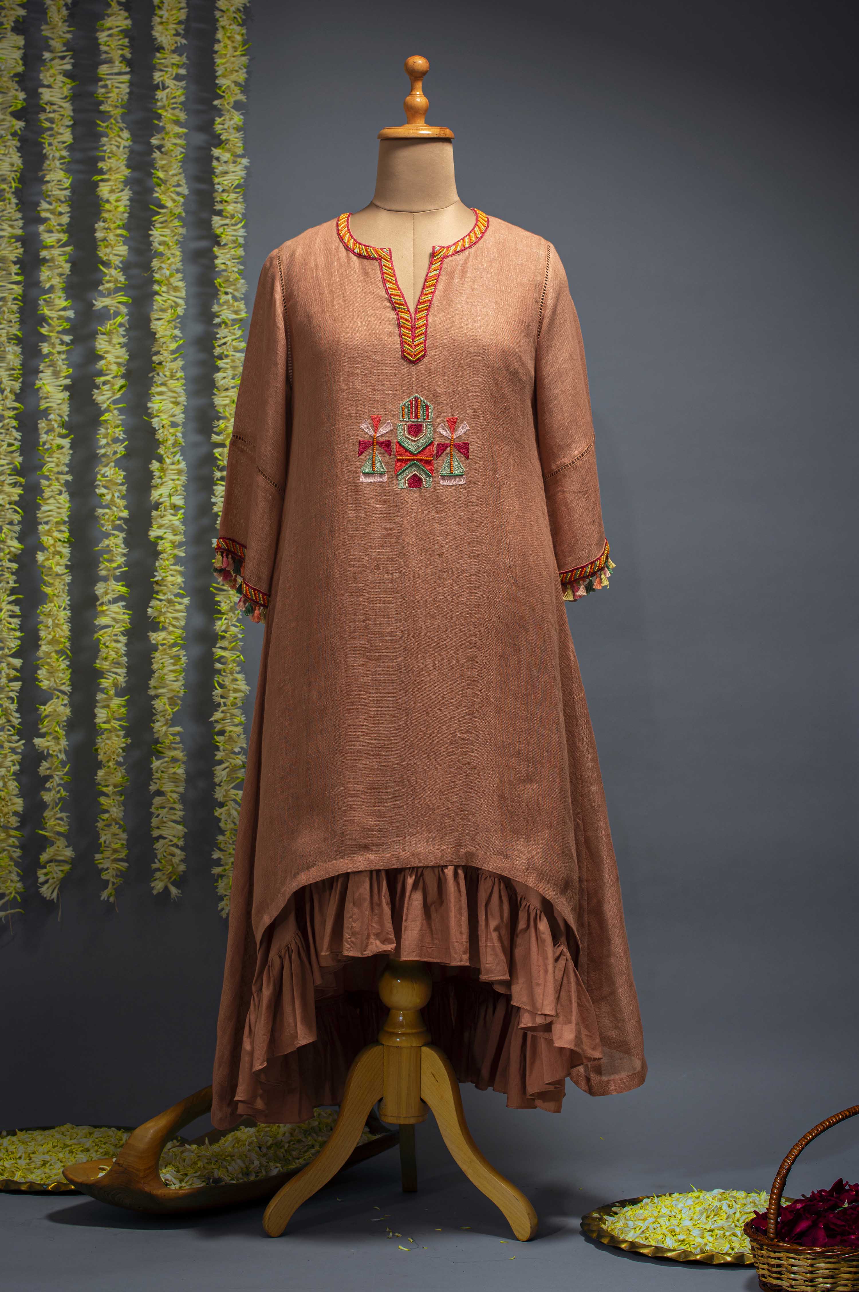 Onion Pink Double Layered Tunic Dress