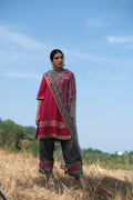 Magenta Embroidered Short Kurti With Embroidered Palazzo & Dupatta