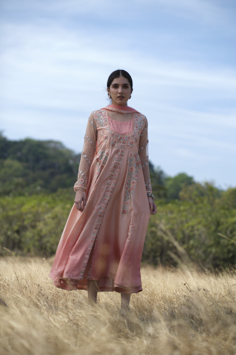 Peach Shaded Anarkali Set Aditi Somani India