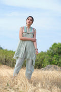 Dull Green short kurti with dhoti