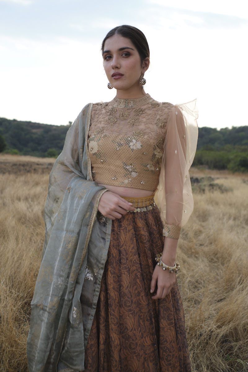 Contemporary Ghaghra with blouse & dupatta