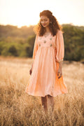 Peach crinkled silk tunic Aditi Somani India