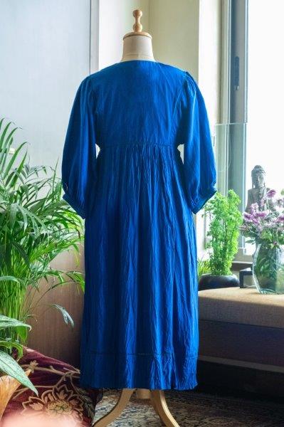 Blue long silk tunic dress