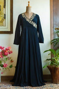 Black Overlap Tunic Dress