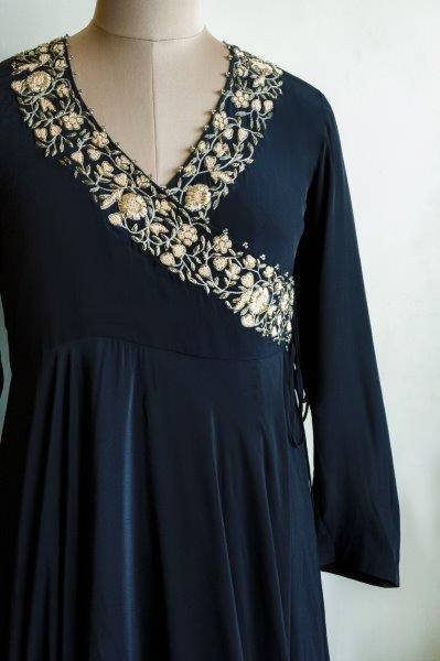 Black Overlap Tunic Dress