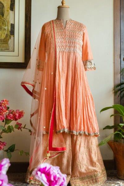 Peach Sharara Set Aditi Somani India