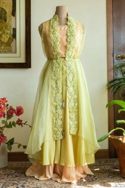 Contemporary Cape With Skirt & Crop Top
