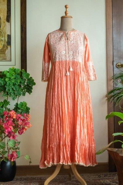 Peach Silk Tunic Dress Aditi Somani India