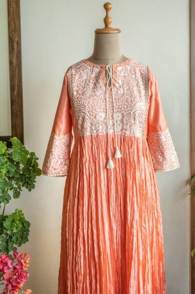 Peach Silk Tunic Dress Aditi Somani India