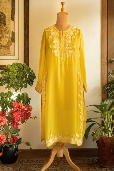 Canary Yellow Silk Tunic Aditi Somani India