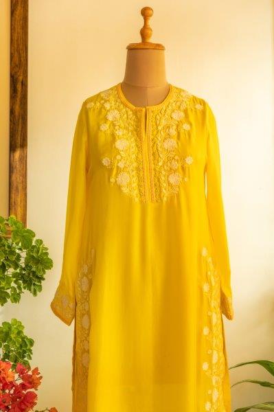 Canary Yellow Silk Tunic Aditi Somani India