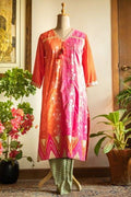 Pink-Red Kurta With Printed Dhoti