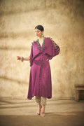 Wine Bandhani Waist Knot tyeup with Shoulder