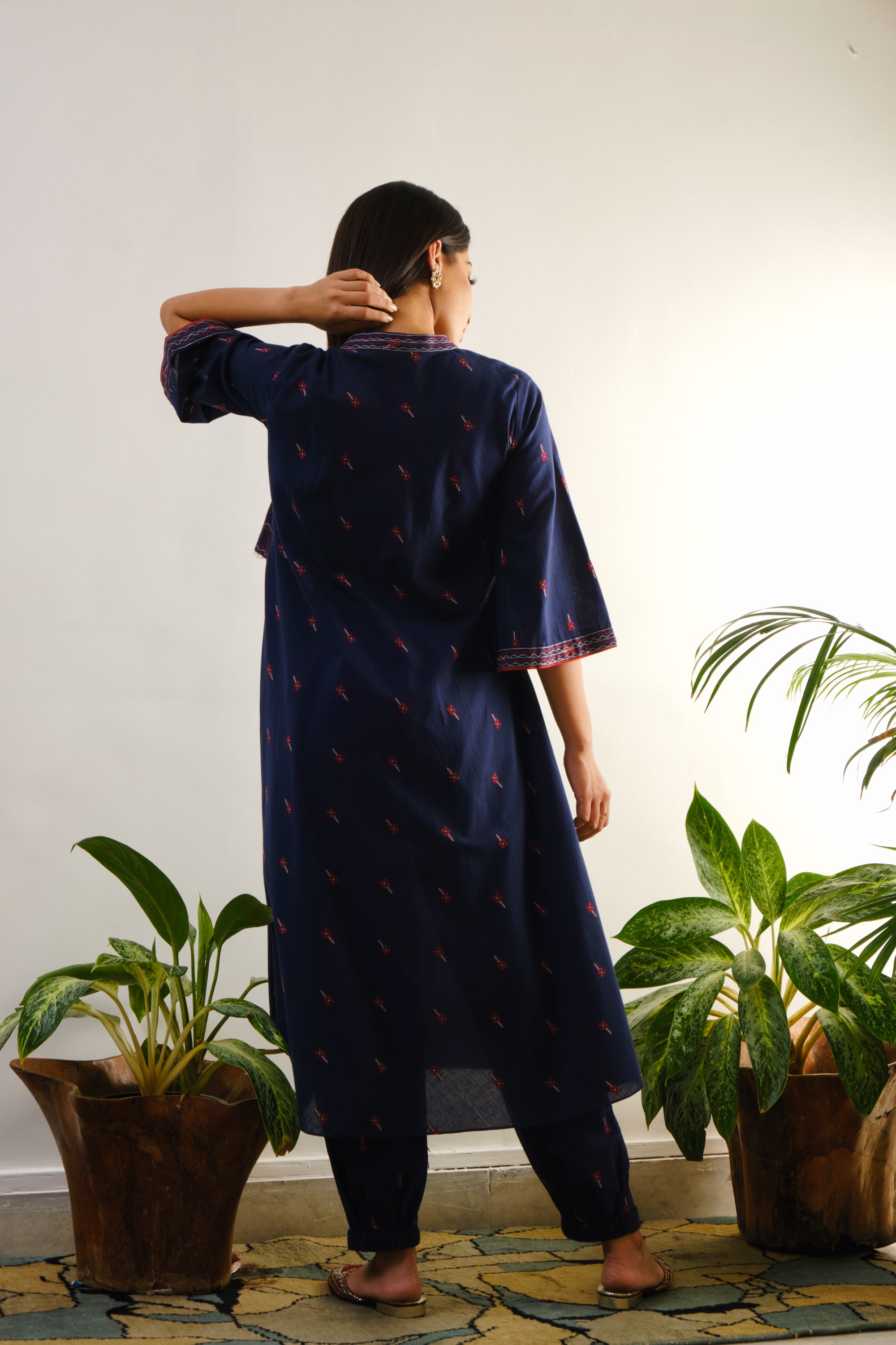 Blue  tunic with one side embroidered Aditi Somani India