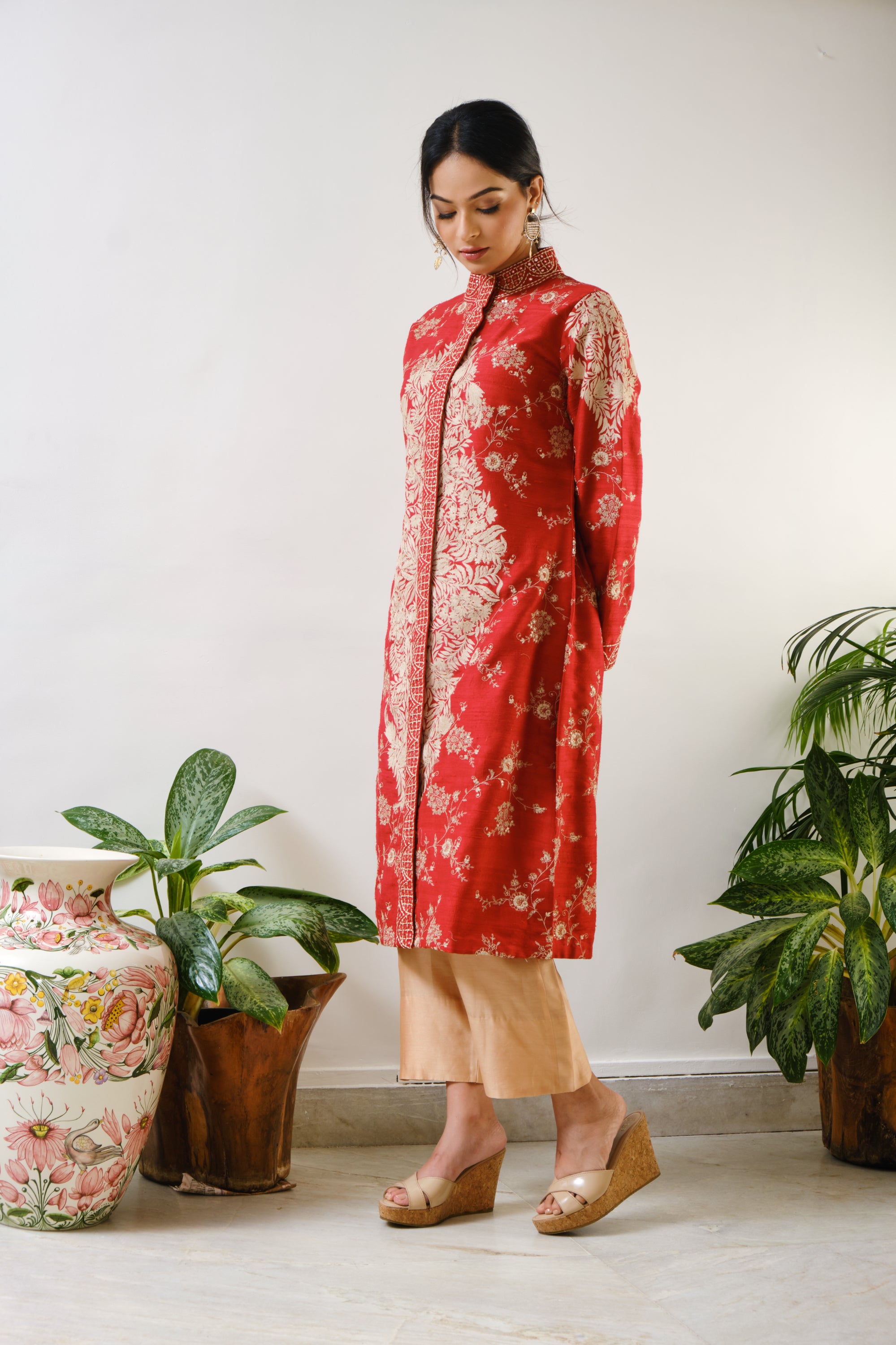 Red embroidered Jacket only with ari motif