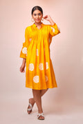 Mango silk pintuck yoke tunic with chinese collar & embroiderd