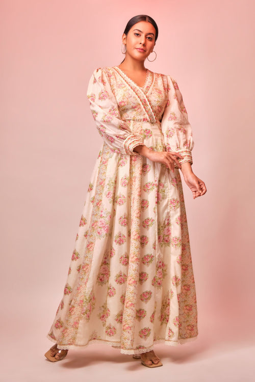 Cotton Printed Anarkali mul printed kali anarkali with delicately scalloped